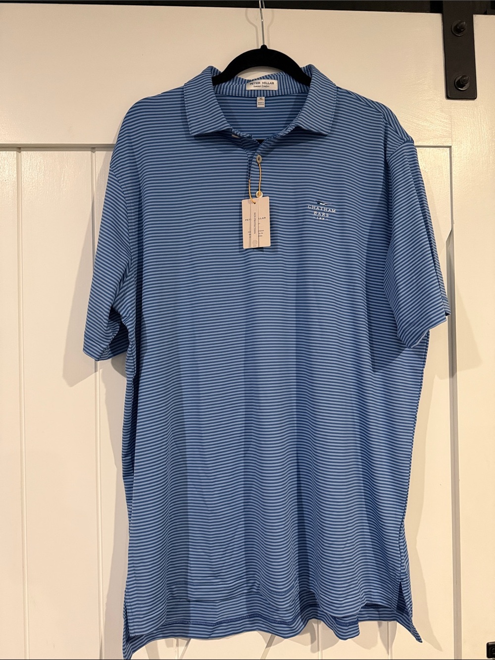 NWT Peter Millar for Chatham Bars Inn Men's Light Blue Micro-Striped Polo XL